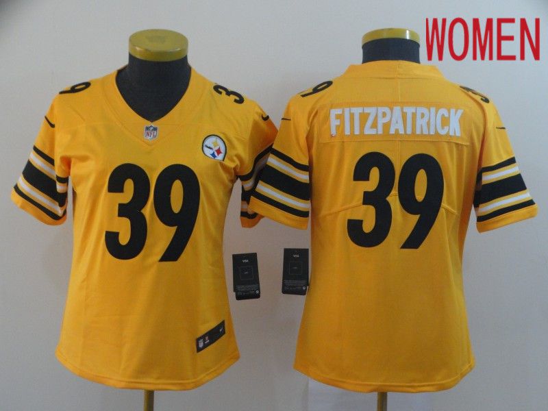 Women Pittsburgh Steelers #39 Fitzpatrick Yellow Nike Vapor Untouchable Limited NFL Jersey->women nfl jersey->Women Jersey